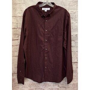 Old Navy Mens Button Up Shirt SLIM FIT Burgundy Long Sleeve Size XL NEW